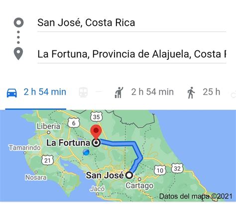 distance from san jose to la fortuna